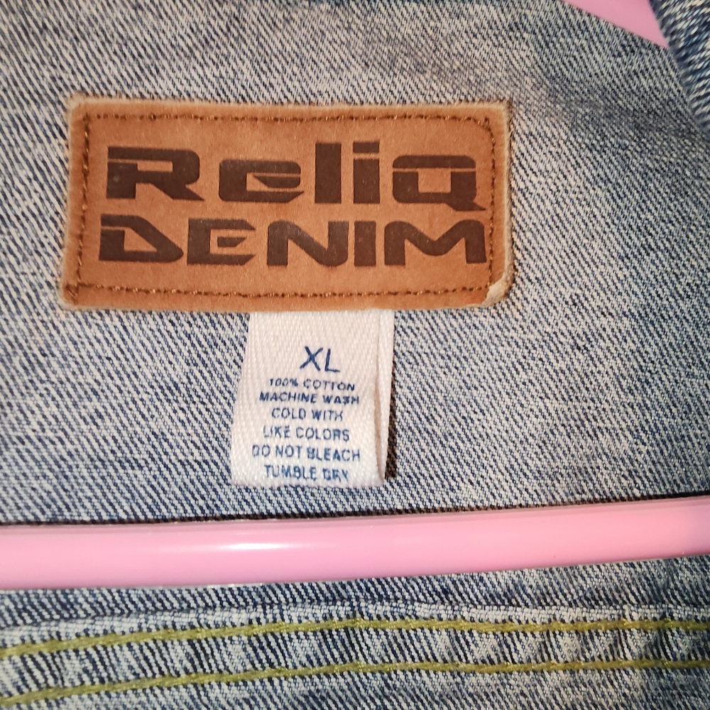 Reliq Denim Blue Jean Jacket XL Thick, warm & sturdy, 6 Total Pockets See Pics - Picture 3 of 6